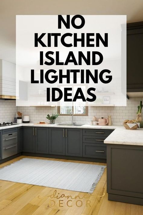 No Island Kitchen Lighting Middle Of Kitchen Lighting, Closed Kitchen Lighting, Large Kitchen Light Fixtures, Kitchen Island With No Pendant Lights, Kitchen Without Pendant Lights, Large Kitchen No Island, Kitchen With No Pendant Lights, Kitchen Without An Island, Kitchen Island No Pendant Lights