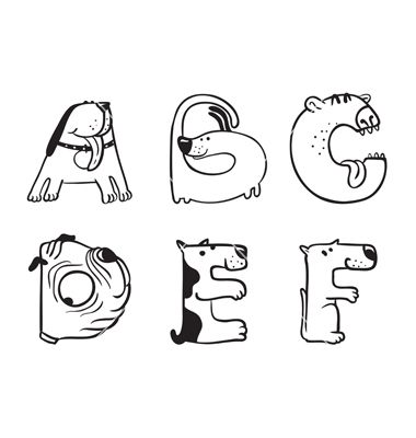 Dog Alphabet from a to f vector by gollli on VectorStock® Dog Alphabet, Fonts Doodle, Coloring Letters, Doodle Font, Cute Dog Drawing, Calligraphy Fonts Alphabet, Doodle Dogs, Handwriting Logo, Letter Fonts