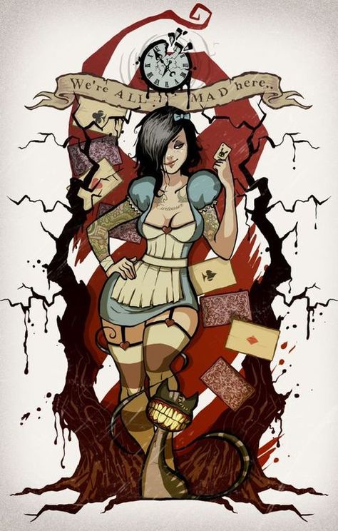 Image shared by Michael Duggan. Find images and videos about wonderland, alice and alice in wonderland on We Heart It - the app to get lost in what you love. Alice In Zombieland, Evil Alice, Disney Punk, Alice In Wonderland Artwork, Dark Alice In Wonderland, Punk Disney Princesses, Wonderland Artwork, Zombie Land, Punk Disney