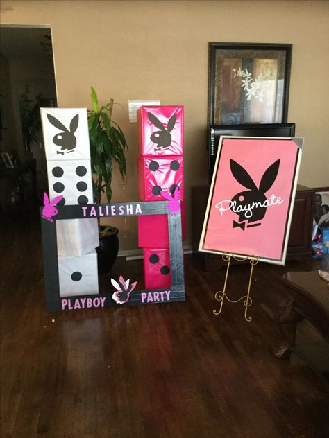 21 Birthday Black Women, Playboy Bunny Birthday Party Ideas, Playboy Bunny Party Theme, Playboy Party Decorations Ideas, Play Boy Bunny Birthday Party Ideas, Playboy Birthday Party Ideas, Playboy Party Ideas, Playboy Bunny Party, 21st Birthday Themes