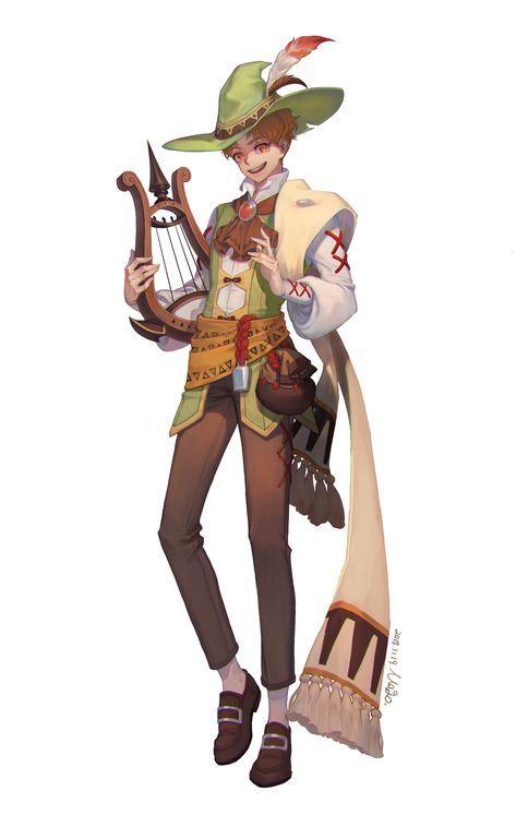 ArtStation - bard_concept, Na ri Shin Dnd Bard, D D Character Ideas, 동화 삽화, Male Character, Dungeons And Dragons Characters, Character Design Male, Fantasy Inspiration, Fantasy Illustration, Character Design References