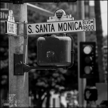 Framed Black and White prints of  South Santa Monica Boulevard Street Signs Photography, Los Angeles Black And White, Los Angeles California Photography, Los Angeles Photography, Santa Monica Blvd, Cityscape Photography, Photo Dimensions, California Photography, Street Sign