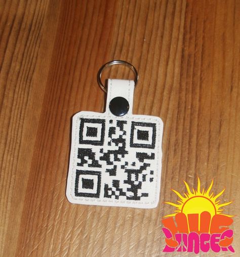 QR I Miss You Snap Tab and Eyelet Fob - Products - SWAK Embroidery Hug Longer Ith Key Fob, Word Fonts, Stitch 2, Light Background, Key Fobs, Lights Background, Embroidery Files, I Miss You, Embroidery Machine