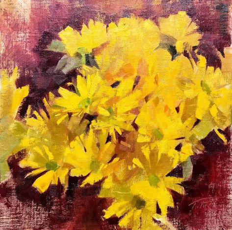 Patrick Saunders, "Yellow Daisies Study" 10x10 Yellow Daisy, Yellow Daisies, White Flowers, Sunflower, Daisy, Paintings, Yellow, Flowers, Art