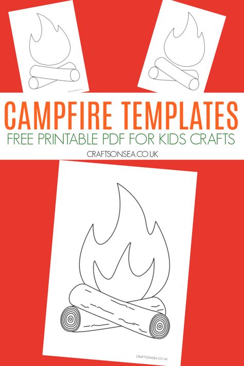 Campfire Template (FREE Printable) Campfire Crafts Preschool, Camping Printables, Camping Preschool, Fire Crafts, Camping Crafts For Kids, Template Free Printable, Camping Activities For Kids, Camping Theme Classroom, Free Printable Crafts