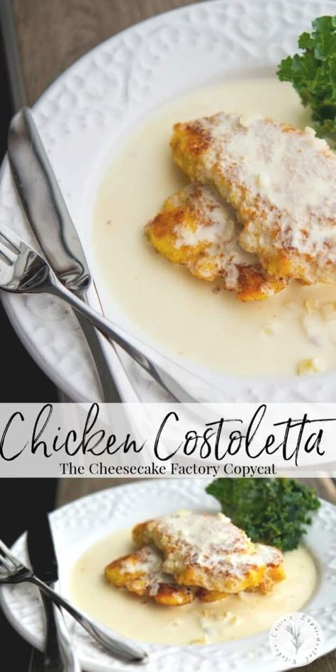 Chicken Costeleta Cheesecake Factory, Chicken Costoletta Recipe, 1950s Dishes, Chicken Costoletta, Cream Sauce Chicken, Delish Dinners, Easy Crockpot Recipes Healthy, Cheesecake Factory Copycat, Turkey Dinners