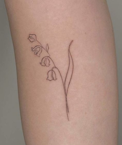 Lily Of The Valley Rib Tattoo, Lily Of The Valley And Rose Tattoo, Lilies Of The Valley Tattoo, Fine Line Lily Of The Valley Tattoo, Aus Tattoo, Lil Tattoos, Lily Of The Valley Tattoo, Flower Tats, Valley Tattoo