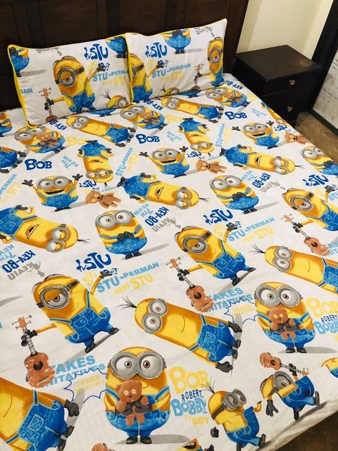 Minion bedshet Minion Bed, Minion Things, Cute Minions, Diy Room, Despicable Me, Double Bed, House Inspiration, Room Diy, Room Makeover