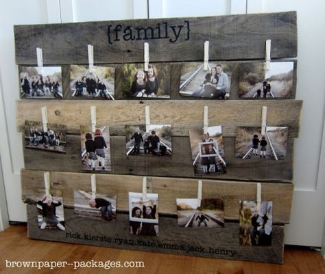 DIY photo frames & displays - great ideas! Pallet Photo Display, Pallet Picture Display, Cadre Photo Diy, Pallet Pictures, Diy Photo Display, Diy Photo Frames, Pallet Project, Pallet Creations, Pallet Decor