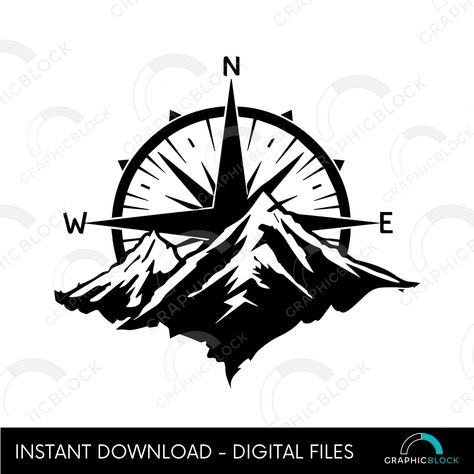 Compass Svg, Create Monogram, Clip Art Design, Adventure Mountain, Mountain Svg, Mountain Silhouette, Web Graphics, Silhouette Cricut, Crafty Ideas