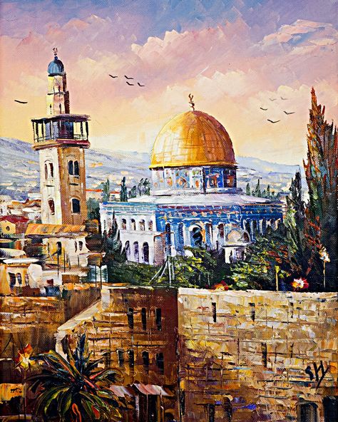 🏞 Hand-Painted Fine Art – The Heart of Jerusalem 🏞 Step into the heart of Jerusalem with this captivating hand-painted masterpiece. Featuring the iconic Dome of the Rock, this artwork blends rich, vivid colours and intricate brushwork to depict a timeless, serene view of one of the most revered sites in the world. 🔸 Artistry & Craftsmanship: Created by an expert artist, each brushstroke exudes passion and skill, capturing the essence of Islamic architecture and the surrounding landscape. 🔸... Al Aqsa Mosque Painting, Masjid Painting Islamic Art, Faisal Mosque Painting, Abstract Mosque Paintings, Alaqsa Mosque Painting, Serene View, Dome Of The Rock, Islamic Architecture, Brush Strokes