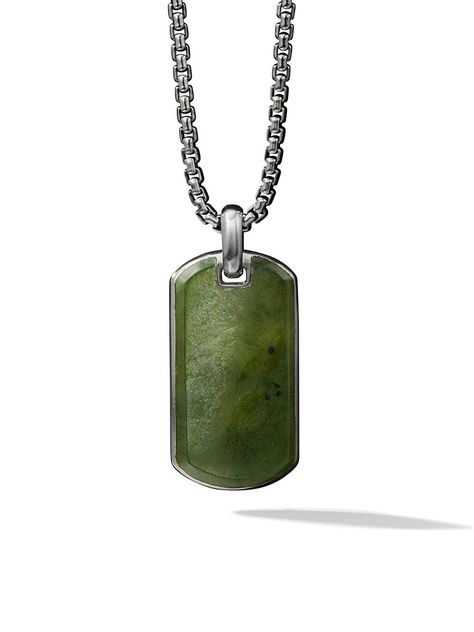 DAVID YURMAN DAVID YURMAN EXOTIC STONE NEPHRITE JADE 35MM TAG - SSBNJ. #davidyurman Power Of Nature, David Yurman Jewelry, Nephrite Jade, Tassel Jewelry, Stone Collection, Jade Jewelry, American Jewelry, Watch Necklace, David Yurman