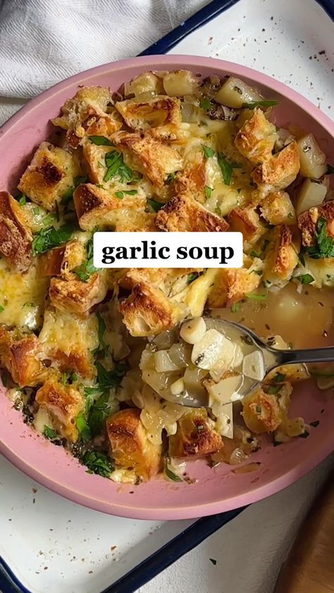 TikTok · Brita Soup Tiktok, Hangover Soup, Hangover Food, Garlic Health Benefits, Garlic Benefits, Garlic Soup, Soup Season, French Onion Soup, Never Enough