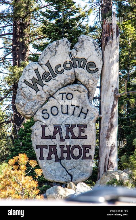 Download this stock image: Welcome sign for South Lake Tahoe, California, United States - E5HJFE from Alamy's library of millions of high resolution stock photos, illustrations and vectors. Tarah Dewitt, 2024 Travel, Birthday Vibes, Tahoe California, Lake Tahoe California, State Capital, South Lake Tahoe, Lake Tahoe, Golden State