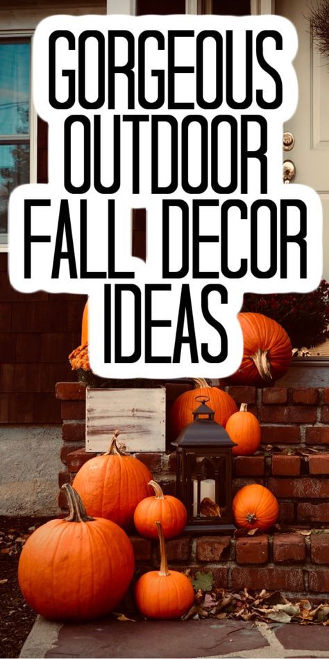 Outdoor fall decor ideas that you will love! Use these ideas to add some fall touches to your porch or patio! #fall #falldecor #outdoor #outdoordecor #autumn Outdoor Fall Decor Ideas Yard, Front Yard Fall Decor, Fall Outdoor Decor Porch, Fall Outside Decor, Fall Patio Decor, Outside Fall Decorations, Fall Yard Decor, Fall Deck, Outdoor Fall Decor Ideas