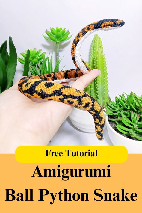 Hey there! If you're into crocheting, you might want to check out one of my YouTube videos. It's a free tutorial on how to make an adorable amigurumi crochet ball python snake. You can find the link to the video in this pin. I hope you enjoy the tutorial and have fun crocheting! 😊❤️ 🦎 #amigurumichameleonfreecrochetpattern Crochet Ball Python, Ball Python Crochet Pattern Free, Crochet Snake Pattern Free, Amigurumi Ball, Crochet Snake Pattern, Ball Python Snake, Crochet Snake, Crochet Ball, Womens Crochet Patterns