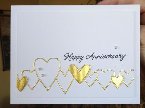 Happy 50th Anniversary by Zoie - Cards and Paper Crafts at Splitcoaststampers Golden Wedding Anniversary Cards Diy, Golden Wedding Cards Handmade, Diy Anniversary Cards For Couple, Happy Anniversary Cards Handmade, Golden Anniversary Cards, Golden Wedding Anniversary Card, 50th Anniversary Cards, Happy 50th Anniversary, Valentine Heart Card