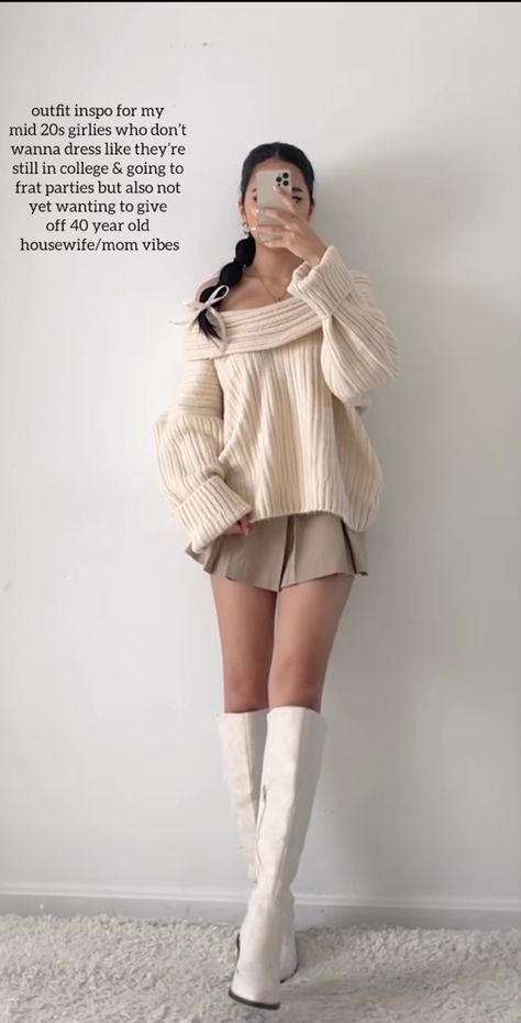 top: https://sourceunknown.com/products/oversized-high-roll-knit-pullover-birch Everyday Casual Outfits, Aesthetic Outfit Ideas, Aesthetic Outfit, Outfit Combinations, Feminine Outfit, Cute Summer Outfits, Modern Outfits, Girly Outfits, Korean Outfits