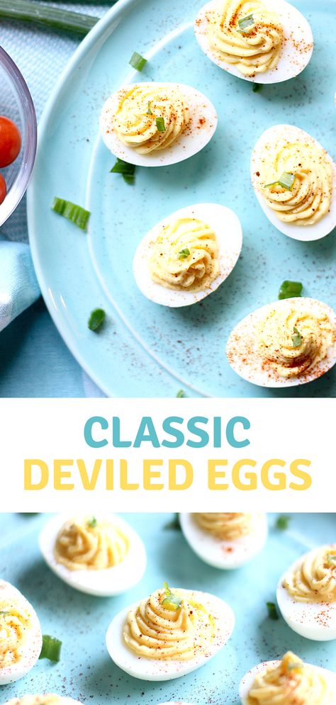 Get ready to make the Best Deviled Eggs! This classic deviled egg recipe is so darn delicious, they won't last long at your next picnic or potluck! #summer #eggs #easyrecipe #potluck #deviledeggs via @https://www.pinterest.com/Erin_Simplicity/ Best Deviled Egg Recipe Ever, Appetizers Vegetarian, The Best Deviled Eggs, Dips Appetizers, Thanksgiving Deviled Eggs, Deviled Egg Recipe, Classic Deviled Eggs, Deviled Eggs Recipe Easy, Devilled Eggs Recipe Best