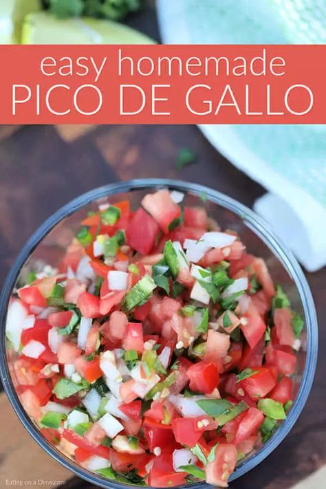 Try making this easy Pico de Gallo Recipe for the perfect addition to tacos, grilled chicken and more. Learn how to make pico de gallo that is authentic. Best Pico De Gallo Recipes, Crockpot Chicken Tacos Recipes, Pico Recipe, The Pinning Mama, Best Crockpot Chicken, Best Salsa Recipe, Homemade Pico, Vegan Enchiladas, Homemade Salsa Recipe