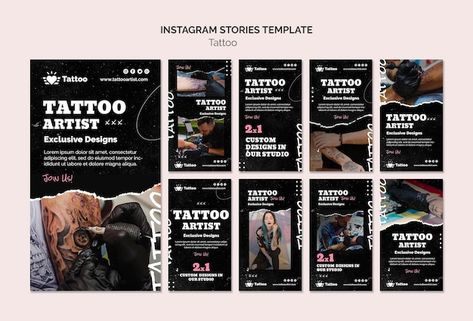 Tattoo Art Portfolio, Tattoo Poster Design Graphics, Tattoo Artist Instagram Feed, Tattoo Instagram Feed, Tattoo Poster Design, Template Tattoo, Tatto Designs, Story Tattoo, Instagram Story Ads