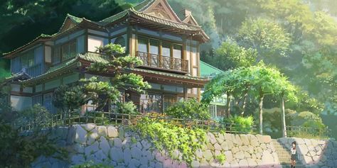 Sheep Girl, Learn To Draw Cartoons, Makoto Shinkai, Anime House, Original Background, Your Name Anime, Asian Landscape, Japan Architecture, Rpg Horror