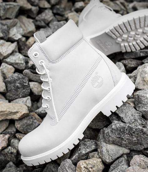 White Boots Men, Timberland Aesthetic, Mens White Boots, Shein Coupon Codes, White Timberland Boots, Sepatu Platform, White Timberlands, Timberland 6 Inch Boots, Timberland Boots Outfit Mens