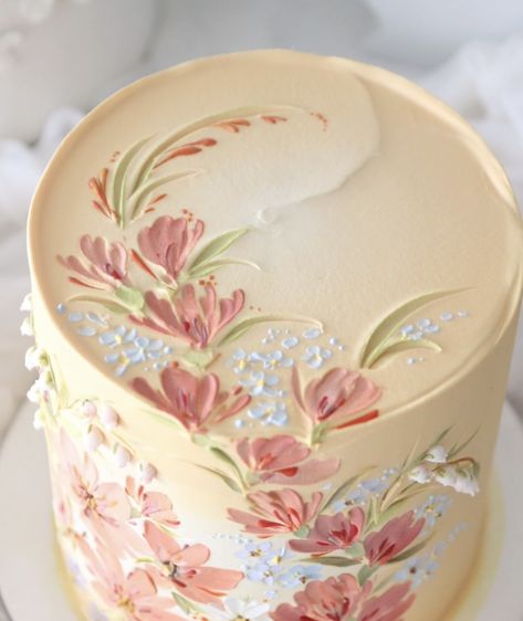 Cake Painting Tutorial, Cake Painting, 50th Anniversary Cakes, Lavender Cake, Beautiful Cake Designs, Homemade Frosting, Simple Cake Designs, Cake Decorating Piping, Buttercream Cakes