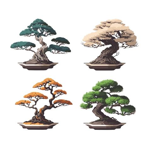 Bonsai Illustration Design, Japanese Bonsai Tree Tattoo, Bonsai Tattoos, Bonsai Tree Illustration, Bonsai Tree Drawing, Bonsai Illustration, Bonsai Tree Painting, Bonsai Tree Art, Bonsai Tattoo