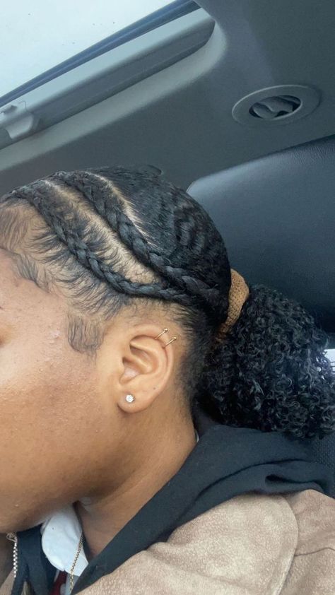 Natural Hairstyles For Black Women 4c Slick Back, Hairstyles For Black Women Natural Braided, Scalp Braids For Black Women Natural Hair, 2 Natural Braids, Braid Bun Natural Hair, Rubber Band Hairstyles Natural Hair Easy 4c, Naurtal Hairstyles, 2 Braids Natural Hair Protective Styles, Natural Braided Hairstyles Real Hair