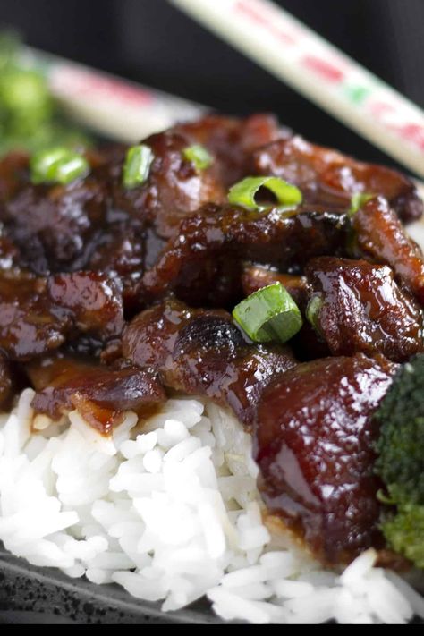 This Slow Cooker Honey Soy Glazed Chicken is making a take-out as you've never made before, making in the slow cooker leaves your Chicken tender and melts in your mouth whilst the sauce in full of Authentic Flavor #ErrensKitchen #takeout #chicken Pork With Rice, Caramelized Pork, Chinese Menu, Sticky Pork, Pork Recipes For Dinner, Mapo Tofu, Pork Dinner, Pork Dishes, Pork Loin