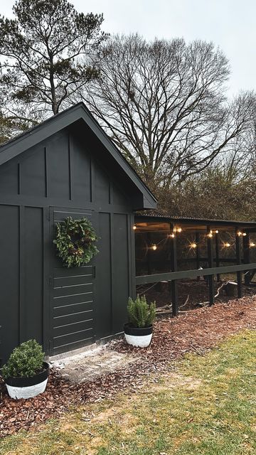 Garden By Chicken Coop, Shed Remodel Exterior, Barndo Chicken Coop, Industrial Chicken Coop, Big Rabbit Cage Outdoor, Stylish Chicken Coop, Metal Siding Chicken Coop, Moody Chicken Coop, Chicken Coop And Goat House Combo