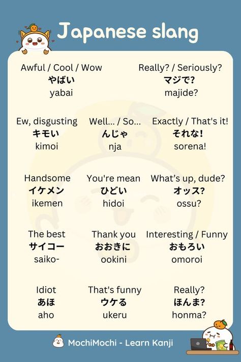 Japanese Slang Phrases, Really In Japanese, How To Start Learning Japanese, Japanese Slang Words, Japanese Words That Every Anime Fan Should Know, How To Read Japanese, Mochimochi Learn Japanese, How Are You In Japanese, Learn Japanese Beginner Alphabet