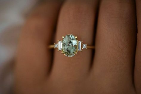 Tourmaline Engagement Ring, Green Tourmaline Ring, Cute Engagement Rings, Future Engagement Rings, Dream Engagement, Step Cut, Dream Engagement Rings, Popular Art, Tourmaline Stone