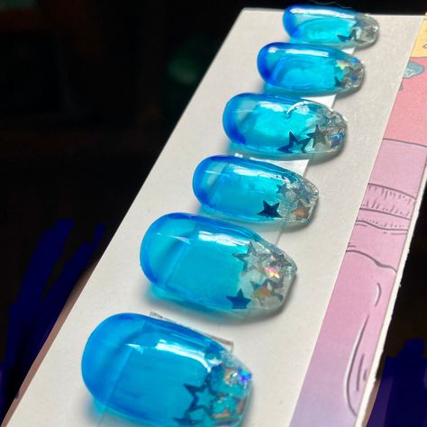 Blue Clear Nails, Jelly Blue Nails, Blue Jelly Nails, Marine Nails, Basic Nail, Aqua Nails, Colorful Nail, Nails Press, Galaxy Nails