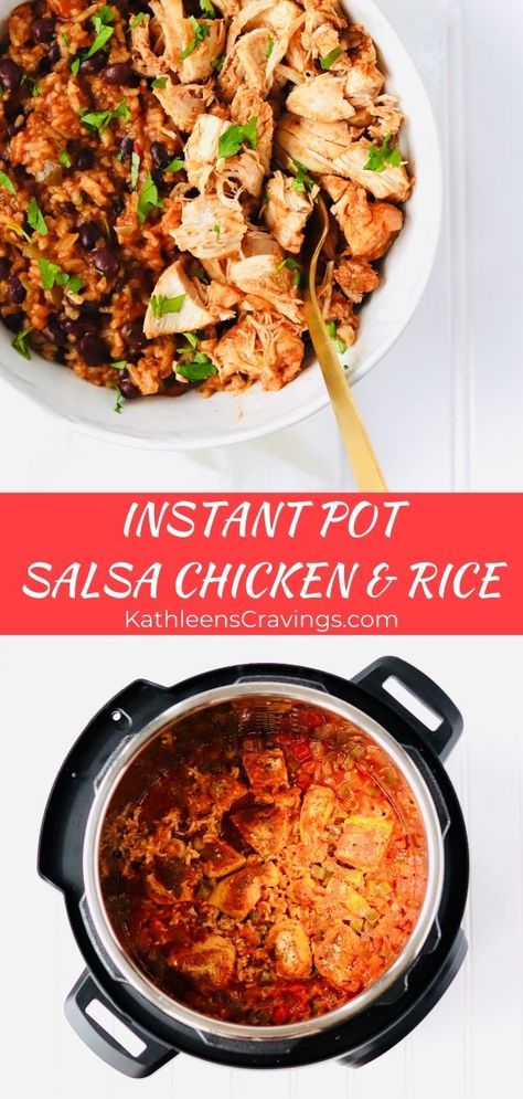 Instant Pot Salsa Chicken, Making Salsa, Instant Pot Salsa, Healthy Dinner Salads, Easy Shredded Chicken, Fed And Fit, Cheesy Rice, Salsa Chicken, Instant Pot Dinner Recipes