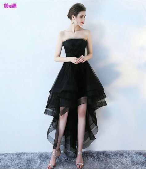 High Low Dress Formal Ball Gowns, Black High Low Dress Formal, Elegant Black Prom Dresses, Formal Ball Gowns, Organza Dresses, High Low Dress Formal, Black High Low Dress, High Low Prom Dress, Organza Gowns