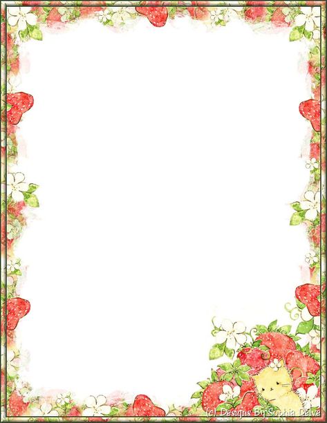 Page Borders Design Aesthetic, Strawberry Border, Writing Paper Printable Stationery, Writing Paper Printable, Page Borders Design, Pen Pal Letters, Instagram Background, Printable Planner Pages, Instagram Frame Template