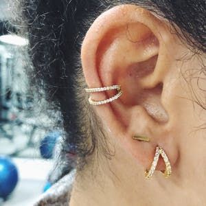 Earrings Cuffs, Conch Earrings, Gold Bar Earrings Studs, Huggie Earrings Gold, Fake Piercing, Minimalist Studs, Bar Stud Earrings, Ear Stack, Gold Filled Earrings