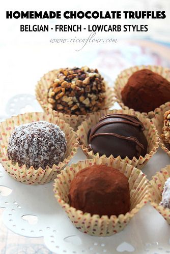 How to make chocolate truffles at home in three styles. Homemade chocolate truffle recipe with step-by-step photos and lots of tips for perfect... Home Made Truffles Recipes, Home Made Chocolate Truffles, How To Make Chocolates At Home, Choc Truffles, Healthy Truffles, How To Make Truffles, Choco Truffle, Chocolate Truffle Cookies, French Truffles