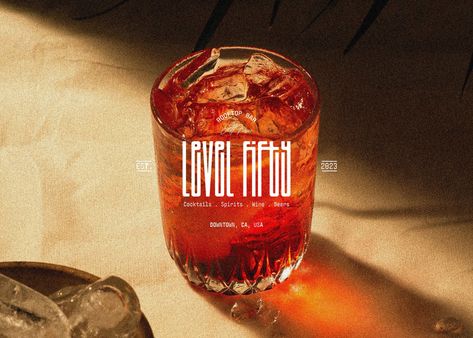 Level Fifty – Cocktail Bar Visual Identity Design :: Behance Bar Business, Logo Presentation, Nostalgic Images, Bar Logo, Word Mark Logo, Visual Identity Design, Food And Beverage, Marketing Content, Sun And Stars