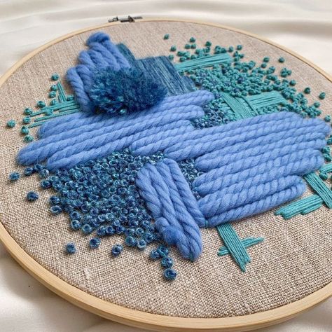 Embroidery With Yarn, 3d Elements, Abstract Embroidery, Textile Art Embroidery, Embroidery Wall Art, Embroidery Gifts, Embroidery Shop, Creative Embroidery, Hand Embroidery Art