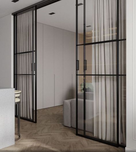 Bedroom Glass Partition, Glass Panel Wall, Partition Door, Door Dividers, Glass Room Divider, Luxury Door, Separating Rooms, Glass Room, Glass Partition