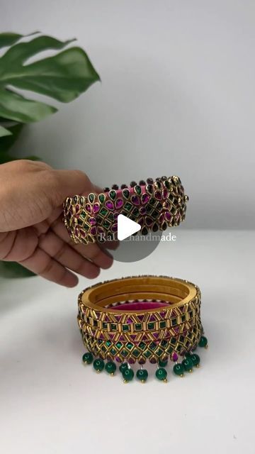 Silk Thread Bangles Design Latest, Fabric Bangles, Silk Thread Bangles Design, Silk Thread Earrings, Thread Bangles Design, Kundan Work, Fabric Jewellery, Kundan Bangles, Instagram Add