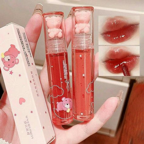 Korean Lippies, Aesthetic Beauty Products, Cute Lipgloss, Lip Makeup Ideas, Cute Lip Gloss, Aesthetic Products, Lipstick Liquid, Cute Lipstick, Lip Sticks