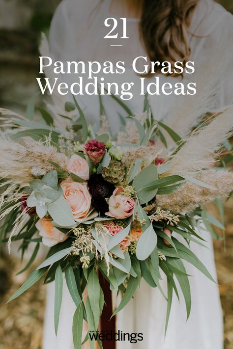 Pampas grass is becoming more trendy in the interior decor world, as well as the wedding trend world. Click to see many ways you can use pampas grass throughout your wedding decor - whether it be in your wedding table decor, wedding bouquet, or even with in a flower crown. Pampas grass if perfect for a beachy, bohemian, rustic wedding. #Wedding #WeddingIdeas #PampasGrass #WeddingDetails #WeddingDecor #WeddingTrends #Unique | Martha Stewart Weddings Simple Pompass Grass Centerpieces, Pampas Grass Decor Wedding Table, Pampas Grass Centerpiece Ideas, Pampas Centerpieces Wedding, White Pampas Grass Wedding, Pampas Grass Centerpiece Wedding Ideas, Reign Wedding, Pampas Grass Centerpiece, Wedding Design Board