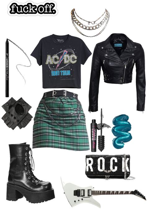 Colorful Alternative Outfits, Rock Outfits For Women, Female Rockstar Outfit, Glam Rock Outfits, Female Rockstar, Rockstar's Girlfriend, Hair And Outfit Ideas, Outfit Punk, Outfits Alt