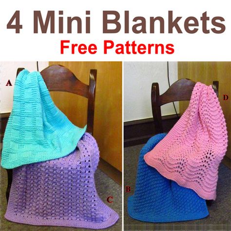 Mini Blankets - Free Patterns Doll Blanket, Chemo Gifts, Knitted Afghans, Cross Stitch Supplies, Baby Blanket Knitting Pattern, Christmas Knitting Patterns, Crochet Afghans, Knitting Supplies, Blanket Knitting Patterns