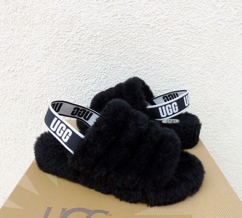 Fluff Yeah Slide, Ugg Tasman Slippers, Womens Slides Sandals, Slides For Women, Comfy Slippers, Ugg Tasman, Black Leather Sneakers, Sheepskin Slippers, Comfortable Slippers