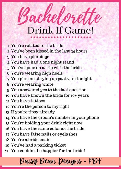 Bacherlotte Party Ideas, Drink If Game, Bachelorette Party Drinks, Bachelorette Drink, Bridal Party Games, Bach Bash, Drink If, Bachelorette Party Weekend, Nashville Bachelorette Party